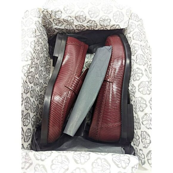 Alexander McQueen Men’s Jupiter Leather Moccasins Burgundy Size 45 (MSRP $990) - Picture 11 of 12